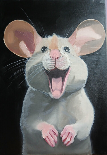 "Ratita feliz" başlıklı Tablo Isabel Vázquez García tarafından, Orijinal sanat, Petrol Ahşap Sedye çerçevesi üzerine monte e…