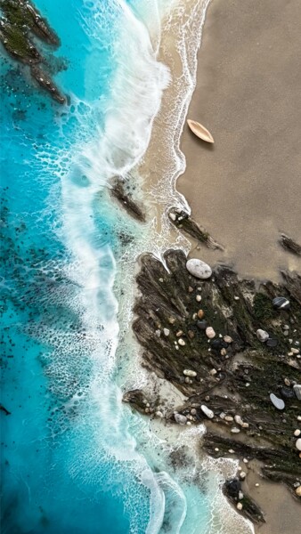 "Coastal Serenity Wa…" başlıklı Tablo Daria Vergina tarafından, Orijinal sanat, Rezine