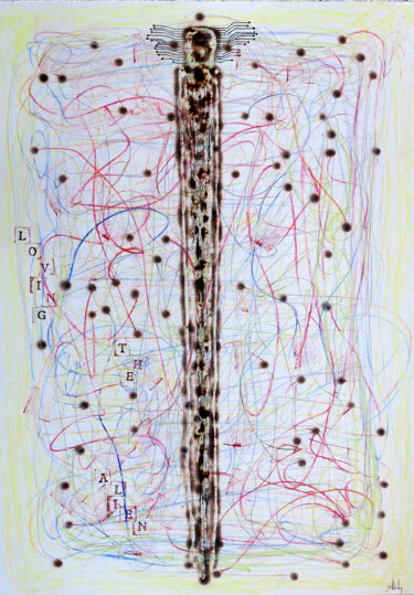 Картина под названием "loving the alien" - Abba, Подлинное произведение искусства, Маркер