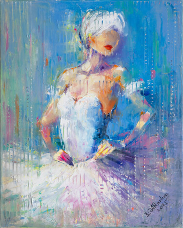 Painting titled "Modern ballerina" by Anna Ravliuc, Original Artwork, Oil Mounted on Wood Stretcher frame