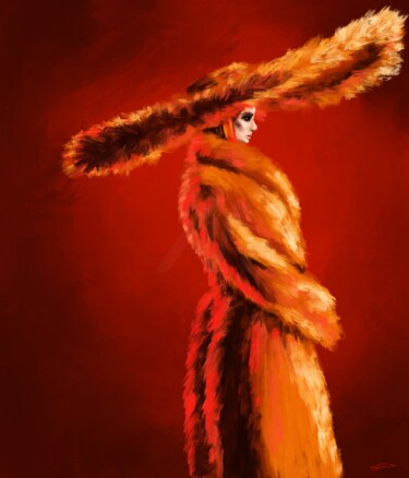 Digital Arts titled "The girl in red" by Taisia Filonenko, Original Artwork, Digital Painting