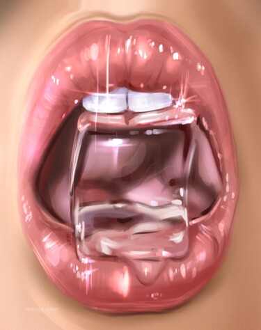 Frostbite Kiss: Surreal Mouth Art with Ice Cube Jewelry