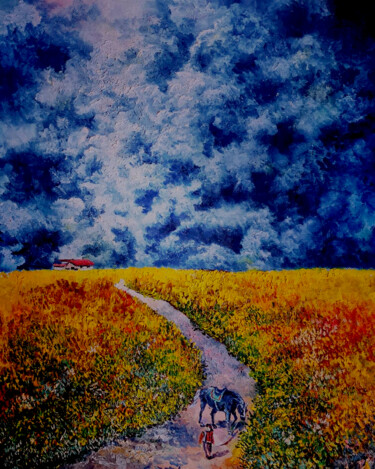 Painting titled "ROAD TO EARNING" by Arkadi Sevumyan, Original Artwork, Oil
