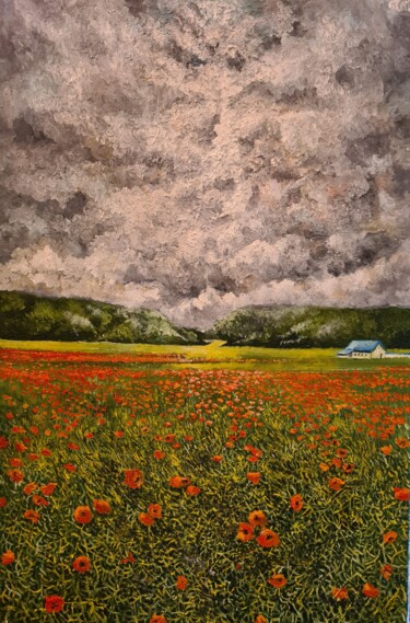 Peinture intitulée "THUNDERSTORM EVE IN…" par Arkadi Sevumyan, Œuvre d'art originale, Huile