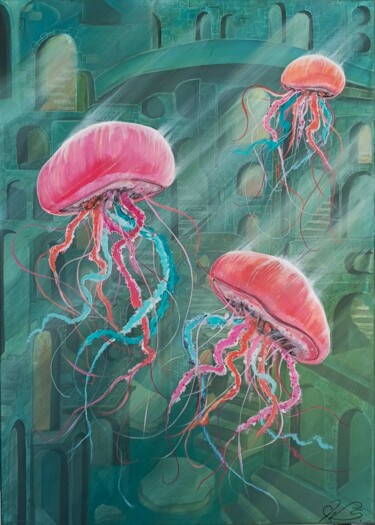 Картина под названием "Verlaufen" - Wolfgang Schrei, Подлинное произведение искусства, Акрил Установлен на Деревянная рама д…