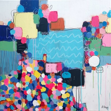 Painting titled "Joyeux chaos" by Axelle Biltgen, Original Artwork, Acrylic Mounted on Wood Stretcher frame