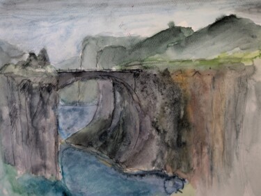 Malarstwo zatytułowany „Landscape watercolo…” autorstwa Serhat Atas, Oryginalna praca, Akwarela