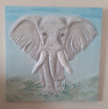 Skulptur mit dem Titel "Панно на стену инте…" von Lubov Meserakova (vklove2487syvenir), Original-Kunstwerk, Gips Auf Holzpla…