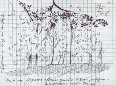 Drawing titled "Ostseebad-Park, Fle…" by Götz Wiedenroth, Original Artwork, Ballpoint pen