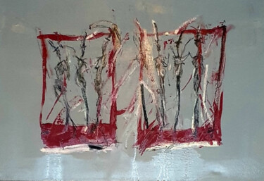 "Diptyque — Figures…" başlıklı Tablo Jérôme Selosse tarafından, Orijinal sanat, Petrol Ahşap Sedye çerçevesi üzerine monte e…