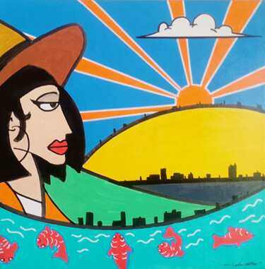 Картина под названием "She" - Jp Warman, Подлинное произведение искусства, Акрил Установлен на Деревянная рама для носилок