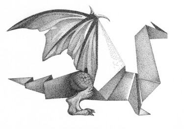 Рисунок под названием "Dragon Paper" - Dimitri Prévot, Подлинное произведение искусства, Чернила