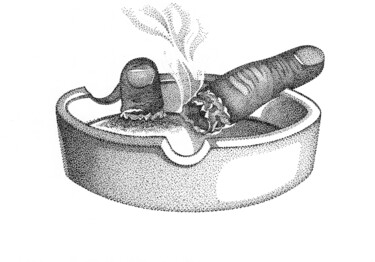 Zeichnungen mit dem Titel "Finger smoke" von Dimitri Prévot, Original-Kunstwerk, Tinte