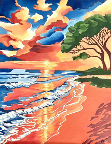 "Là où le soleil s'a…" başlıklı Tablo Meryl tarafından, Orijinal sanat, Akrilik Ahşap Sedye çerçevesi üzerine monte edilmiş