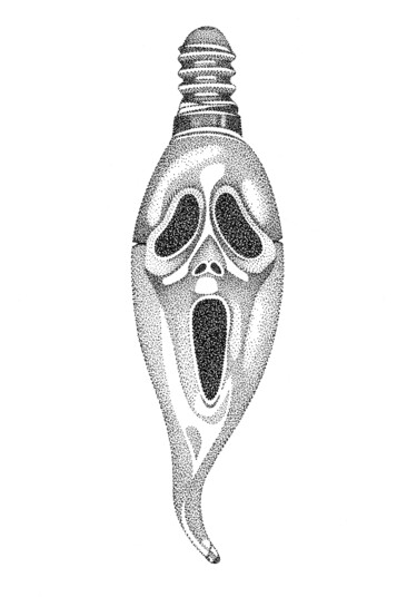 Zeichnungen mit dem Titel "Scary light" von Dimitri Prévot, Original-Kunstwerk, Tinte