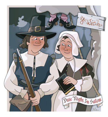 Digitale Kunst mit dem Titel "Date Night In Salem" von Van Evan Fuller, Original-Kunstwerk, Digitale Malerei