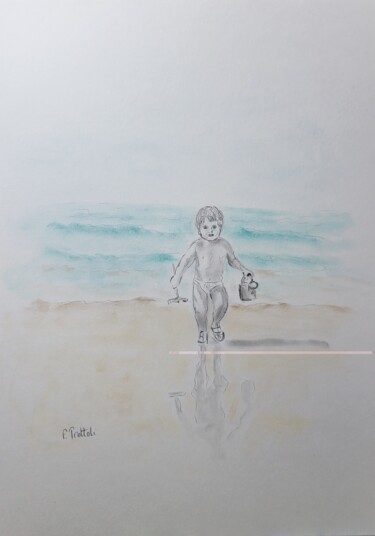 Dessin intitulée "Reflets d’enfance" par Florence Trottoli, Œuvre d'art originale, Graphite