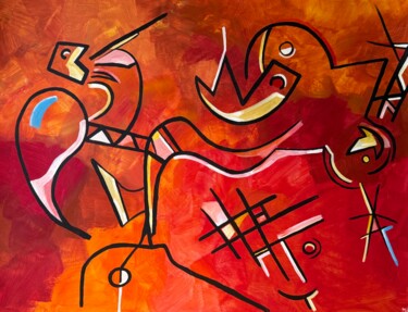 Peinture intitulée "Musiciens à Paris" par Âme Suspendue, Œuvre d'art originale, Acrylique