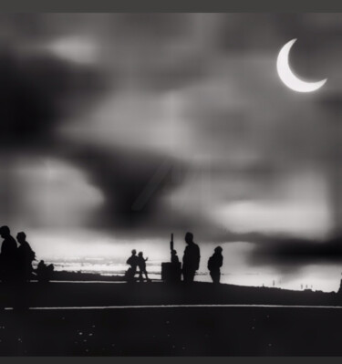 Photographie intitulée "Dieppe la nuit" par Patma, Œuvre d'art originale, Photographie numérique