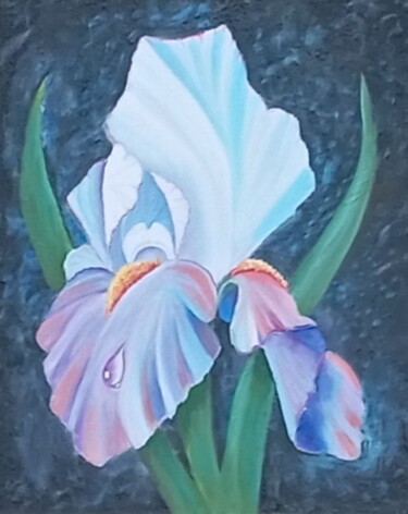 Painting titled "“Iris Flower Oil Pa…" by Flora Solis, Original Artwork, Oil