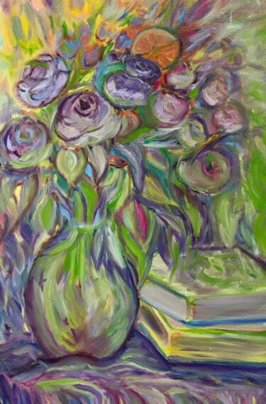 Картина под названием "Lilac Garden Still…" - Yuliya Gündoğan (ostbiju_art), Подлинное произведение искусства, Масло Установ…