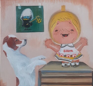 Painting titled "Pongo e Susanna" by Monica Zambon, Original Artwork, Oil