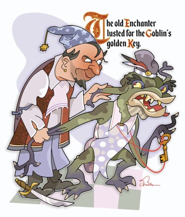 Digitale Kunst getiteld "The Old Enchanter" door Van Evan Fuller, Origineel Kunstwerk, Digitaal Schilderwerk