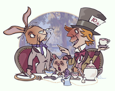 Digitale Kunst getiteld "Mad Tea Party" door Van Evan Fuller, Origineel Kunstwerk, Digitaal Schilderwerk