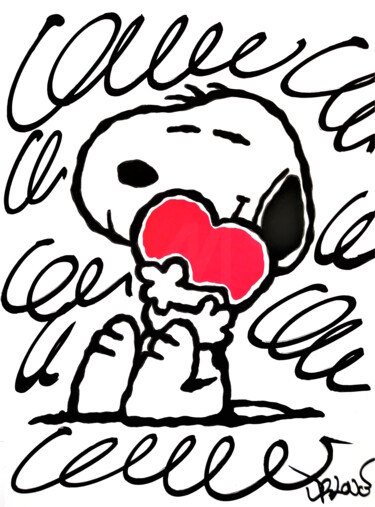Malerei mit dem Titel "Snoopy in love ( by…" von Dr. Love, Original-Kunstwerk, Acryl