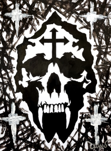 Peinture intitulée "Crypt skull" par Dr. Love, Œuvre d'art originale, Acrylique