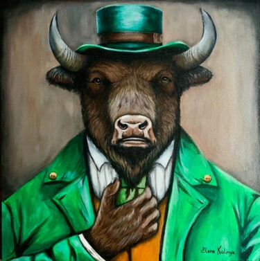 Картина под названием "Sir Bison" - Elena Kalmyk, Подлинное произведение искусства, Акрил