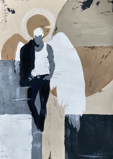 Painting titled "Abstract Angel Figu…" by Yuche, Original Artwork, Acrylic