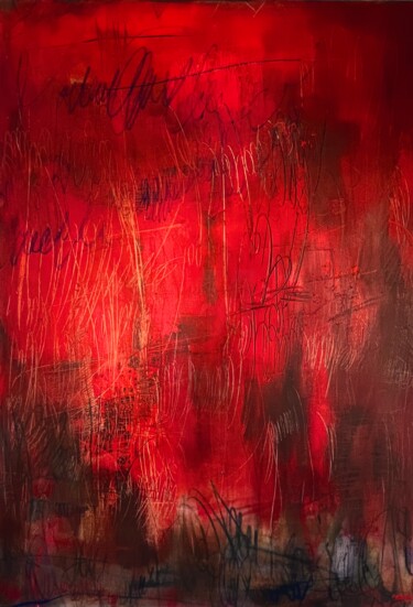 绘画 标题为“Le secret du rubis” 由Virginie Munch, 原创艺术品, 丙烯 安装在木质担架架上