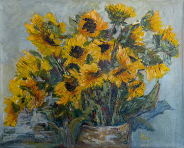 Ζωγραφική με τίτλο "Yellow Dance. Sunfl…" από Sasha Tovstik, Αυθεντικά έργα τέχνης, Λάδι