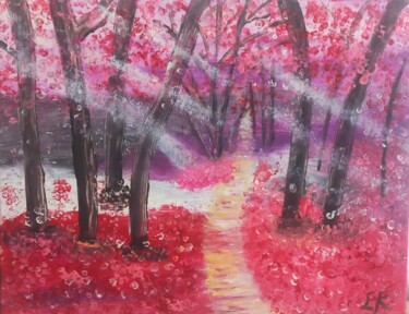 绘画 标题为“BLUSHING FOREST” 由Evgenia Karani, 原创艺术品, 丙烯 安装在木质担架架上