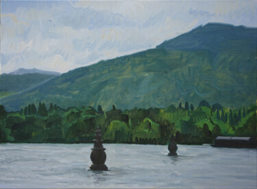 Painting titled "west lake" by Heng Qiang, Original Artwork, Oil