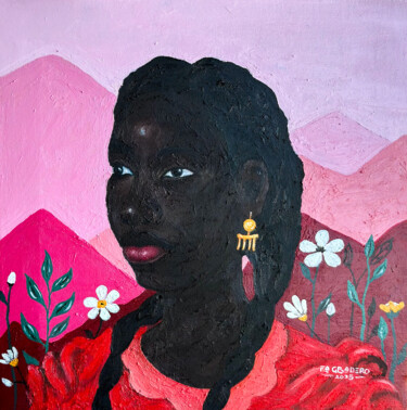 Malerei mit dem Titel "African Woman VI" von Faith Gbadero, Original-Kunstwerk, Öl