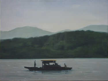 Painting titled "西湖之三" by Heng Qiang, Original Artwork, Oil
