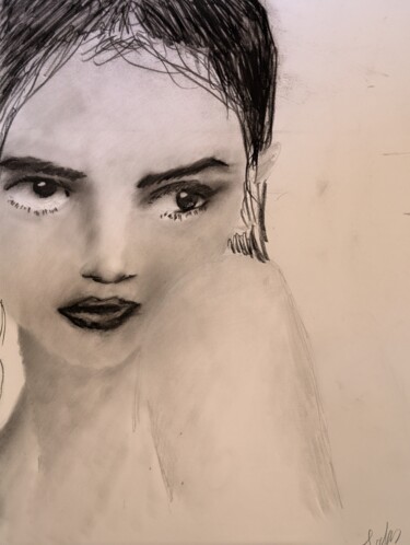 Рисунок под названием "Mademoiselle Marian…" - Serhat Atas, Подлинное произведение искусства, Древесный уголь