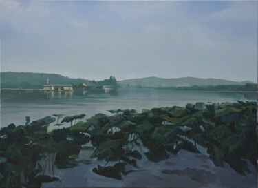 Painting titled "西湖之四" by Heng Qiang, Original Artwork, Oil