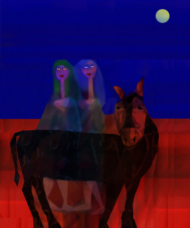 Цифровое искусство под названием "Eerie Encounter" - Hassan Maamoun, Подлинное произведение искусства, Цифровая живопись