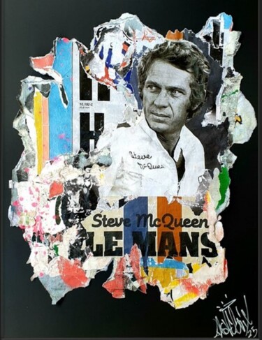Malarstwo zatytułowany „Le Mans - Paul Newm…” autorstwa Lasveguix, Oryginalna praca, Kolaże