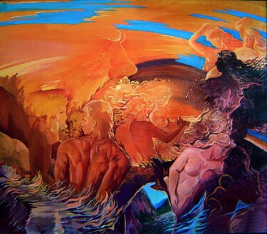 Картина под названием "Древняя религия сла…" - Надежда Урбанович, Подлинное произведение искусства, Масло Установлен на Дере…