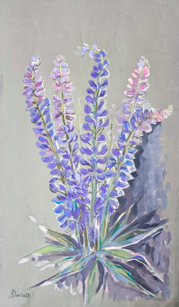 Malarstwo zatytułowany „Purple lupines flow…” autorstwa Annie Dove, Oryginalna praca, Pastel