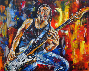 "The Bassist" başlıklı Tablo Mirek Kuzniar tarafından, Orijinal sanat, Petrol