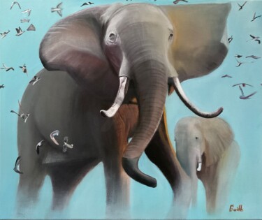 Peinture intitulée "L’éléphant …dans le…" par Gilbert Duchamp, Œuvre d'art originale, Acrylique Monté sur Châssis en bois