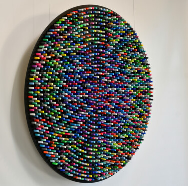 Malerei mit dem Titel "Andromeda" von Nazar Symotiuk, Original-Kunstwerk, Acryl Auf Metall montiert