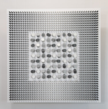 Escultura intitulada "Monochrome square" por Nazar Symotiuk, Obras de arte originais, Acrílico Montado em Metal