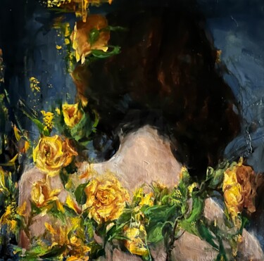 Painting titled "STRENGER AND YELLOW…" by Elena Mashajeva-Agraphiotis, Original Artwork, Oil Mounted on Wood Stretcher frame