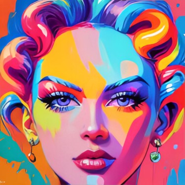 Digital Arts titled "Purple Gaze Beauty" by Aleksa Soul, Original Artwork, Digital Painting